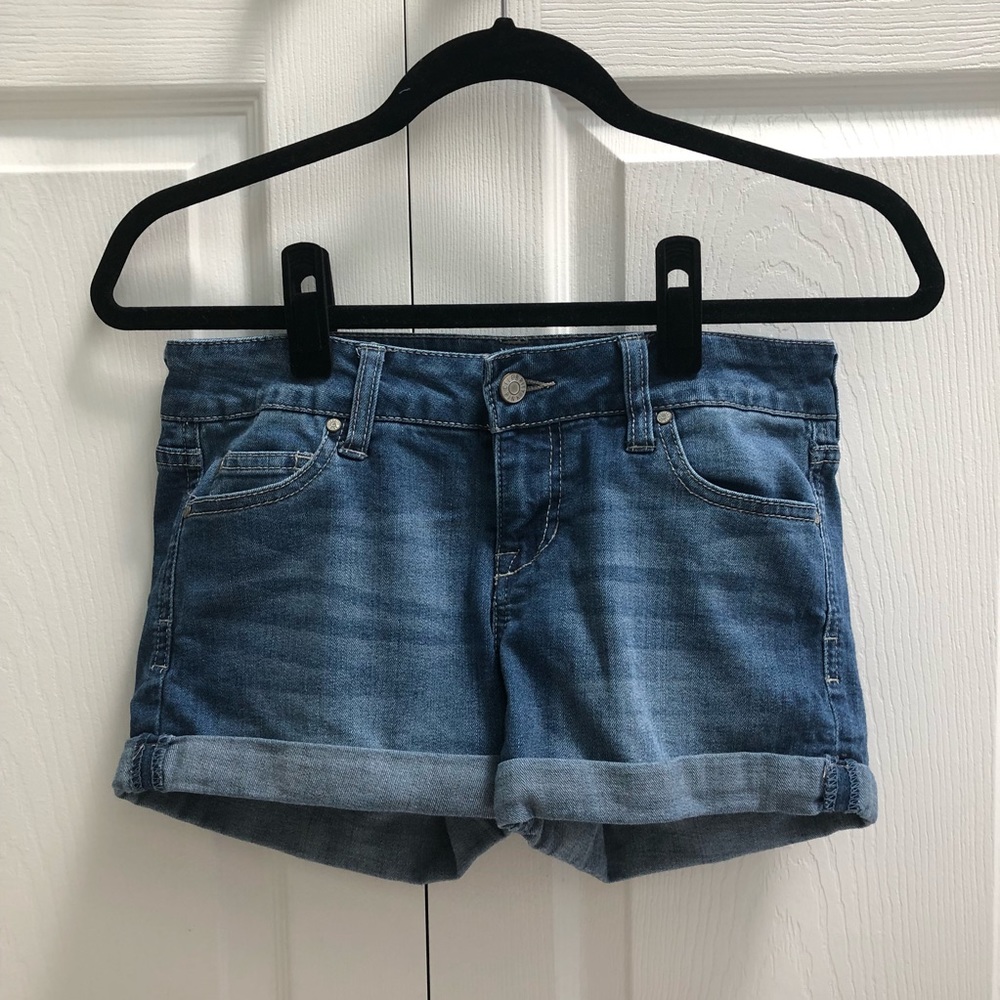 Celebrity pink denim shorts